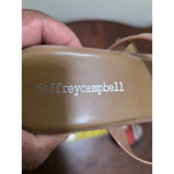 Jeffrey Campbell Tan Strappy Square Toe Block Heel Sandals Womens Size 7 - Picture 10 of 11